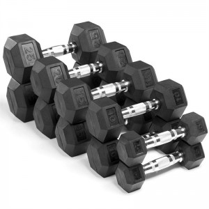 Bażiċi tal-gomma mdaħħla hex dumbbell piż tal-idejn